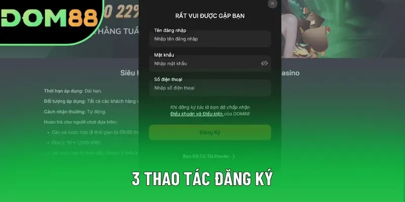 3 thao tác đăng ký 3 thao tác đăng ký